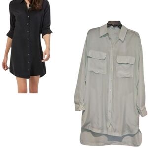 NWT Equipment Essential Dress Mini Chic Flowy Silk Shirt  Green Small